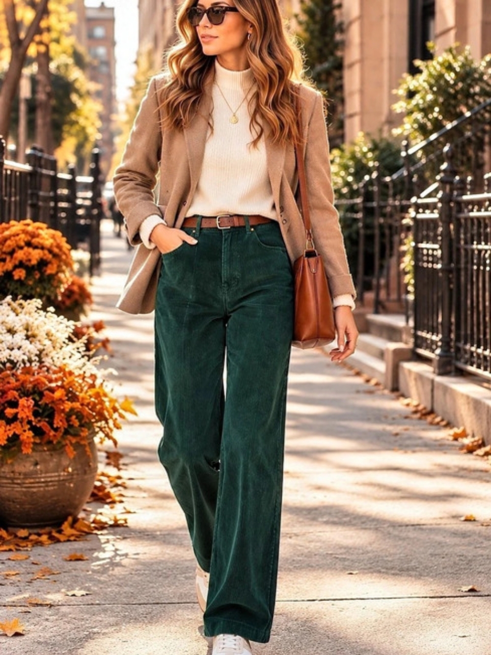 Coldwater Creek Forest Green Corduroy Straight Leg Pants Size 10 NWOT